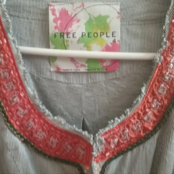 Vintage Free People Beaded Pin Stripe Jacket - Picture 12 of 13